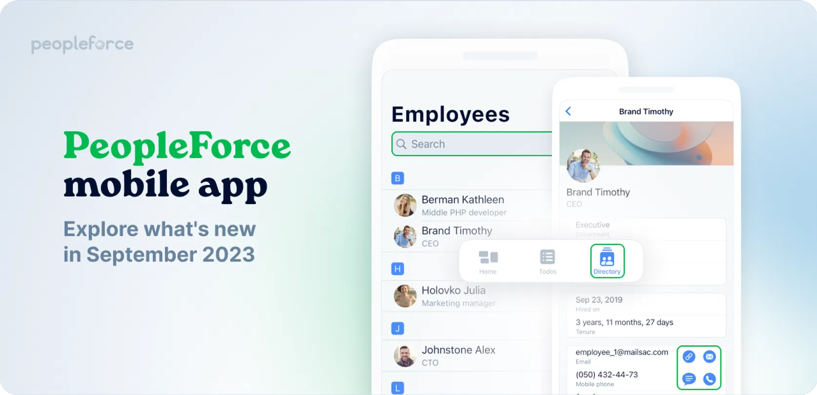 PeopleForce mobile app updates: Easily search for and connect with your colleagues, prevent overlapping leave schedules, and more