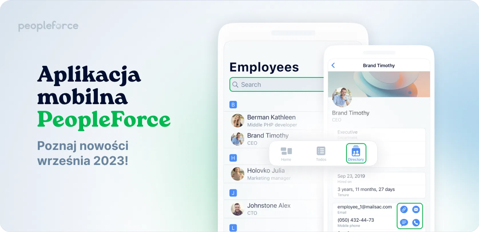 Nowe aktualizacje aplikacji mobilnej PeopleForce: Łatwiejsze wyszukiwanie współpracowników i łączenie się z nimi, wykluczenie nakładania się harmonogramów urlopów i nie tylko
